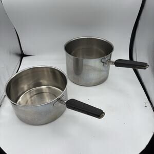Revere Ware 1801‎ Sauce Pan Pot Lot of 2 Stainless Steel No Lids